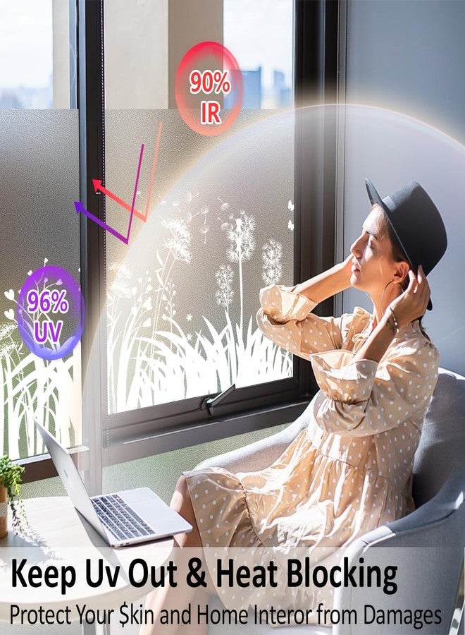 Bloss Window Privacy Film Frosted Glass with Installation Tools, Static Cling Sun Blocking Opaque Coverings, UV Blocking Window Clings for Home Office (Dandelion, 17.5 x 78.7 inches) - Image 4