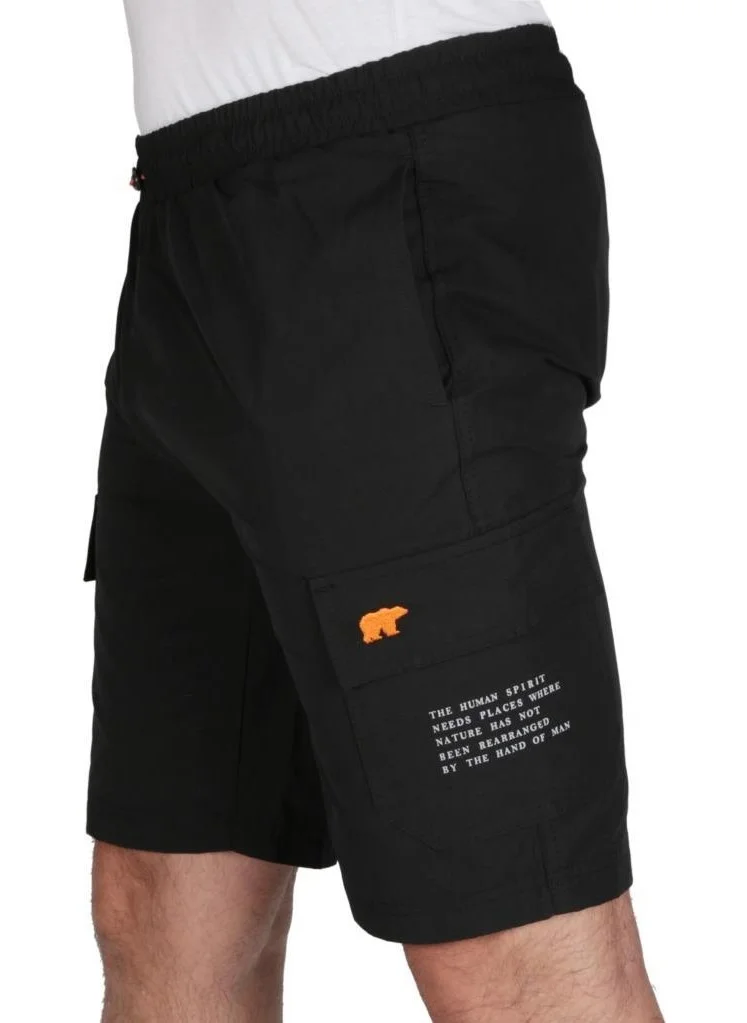 باد بير Normal Waist Printed Black Men's Cargo Shorts - 22.01.11.001 Albany Short