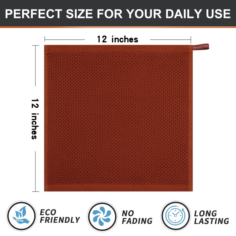 Kitinjoy 100% Cotton Kitchen Dish Cloths (12 X 12 Inches, Rust), 6 Pack Waffle Weave Ultra Soft Absorbent Dish Towels for Drying Dishes Quick Drying Kitchen Towels Dish Rags - Image 5