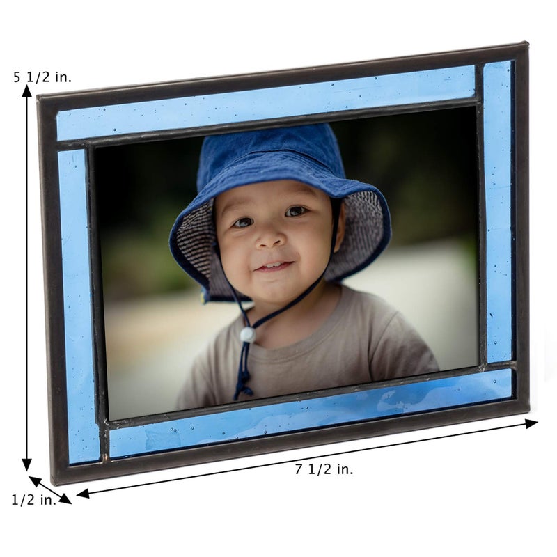 J Devlin Glass Art Blue Picture Frame Stained Glass Easel Back 4x6 Photo Display Horizontal Vertical Home Decor Graduation Gift for Women or Men Family Vacation Pic 324-46HV - Image 3