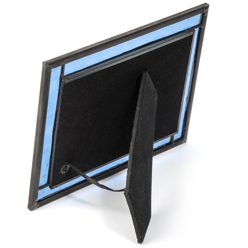 J Devlin Glass Art Blue Picture Frame Stained Glass Easel Back 4x6 Photo Display Horizontal Vertical Home Decor Graduation Gift for Women or Men Family Vacation Pic 324-46HV - Image 5