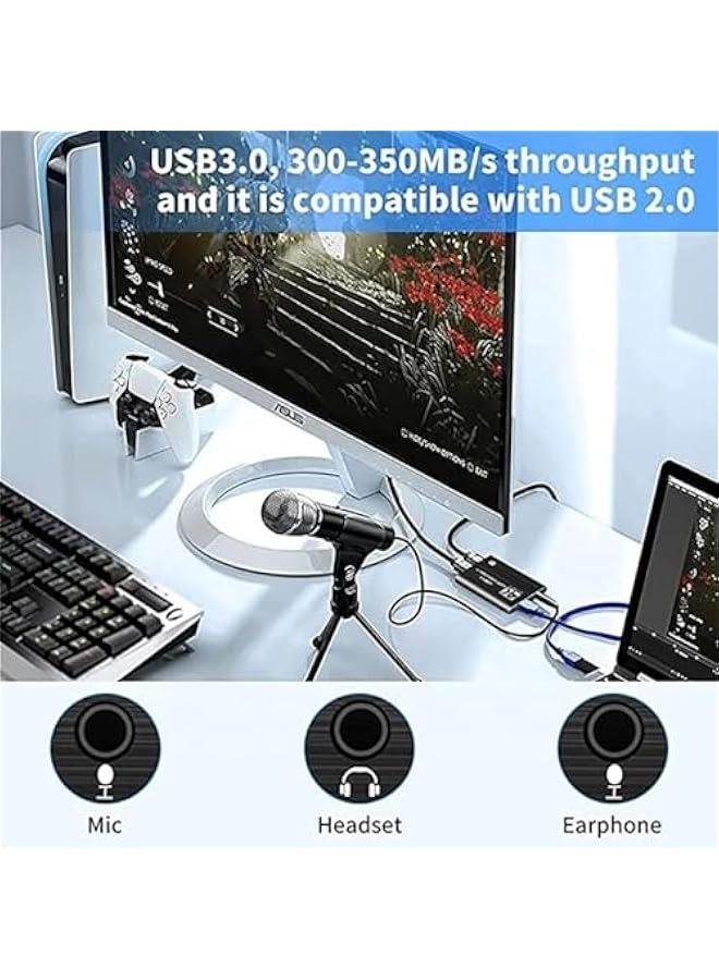 BWSJ 4K Video Capture Card, o Video Capture Card,  to USB 3.0 Capture Adapter, Portable Video Converter, for Gaming and Video Recording, Streaming Live Broadcast USB3.0 - Image 5