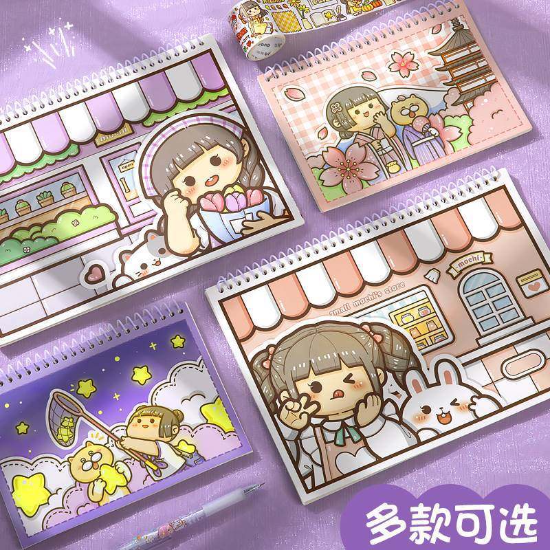 Small Mochi Notebook Sticker Storage Set, Planner Tape Sticker Book, Double-Sided Thickened Release Book For Children - Image 4