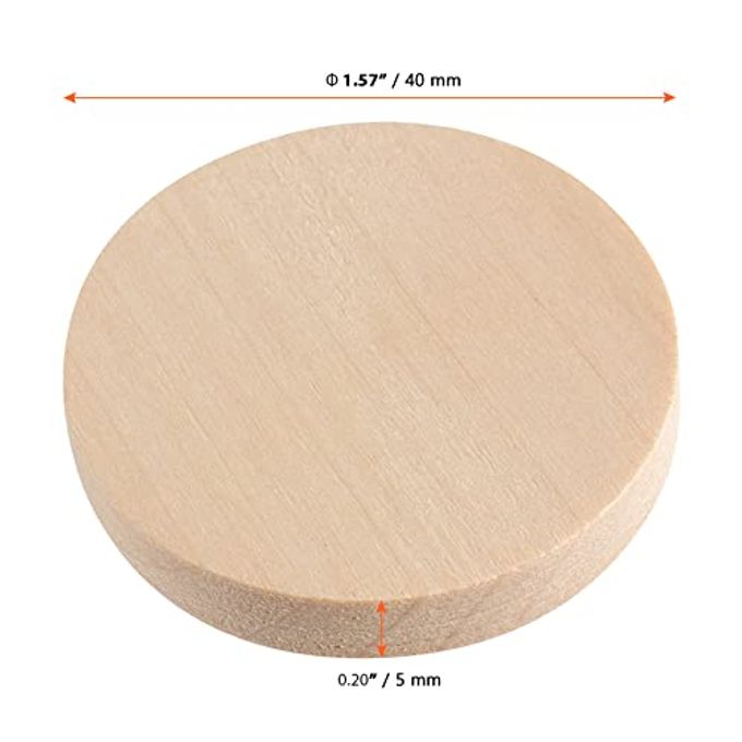 SINJEUN 100 Pack 1.5 Inch Round Wood Coins, Wood Cutout Circles Chips, Natural Wooden Coins Unfinished Small Blank Tokens Wood Discs for Arts Supplies, Hand Crafts, DIY Projects - Image 2