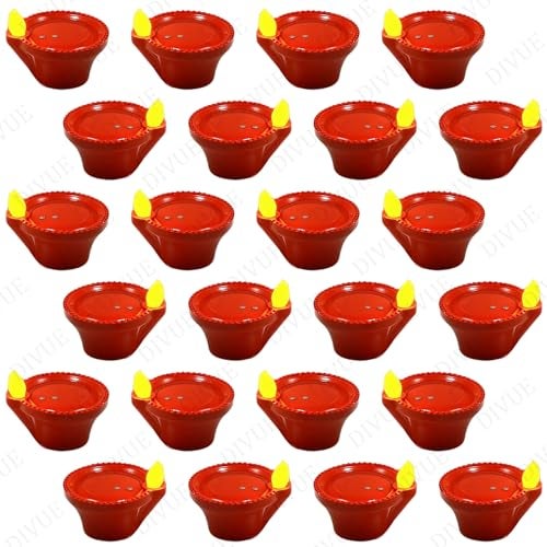 BELLOX ENTERPRISE Bellox 24Pcs Water Sensor Diya Lights Electric Flameless & Smokeless, Eco-Friendly Led Candle E-Diyas Warm Ambient Lights for Home Decor, Diwali New Year Festival Decoration - Image 1