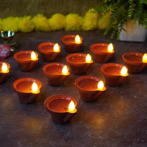 BELLOX ENTERPRISE Bellox 24Pcs Water Sensor Diya Lights Electric Flameless & Smokeless, Eco-Friendly Led Candle E-Diyas Warm Ambient Lights for Home Decor, Diwali New Year Festival Decoration - Image 4