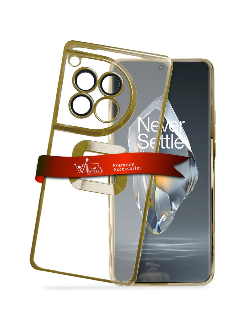 Wtech TPU Luxury Plating Raised Lips Camera Hole Case Cover For Oneplus 12R 5G 2024 Gold - Image 1