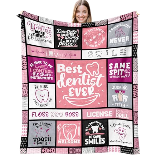 LSEOMIO Dentist Gift, Dentist Blanket, Gifts for Dentist, Dentist Gifts for Women, Dental Gift for Coworkers, Best Dentists Graduation Gift Throw Blanket 60"x50" - Image 1