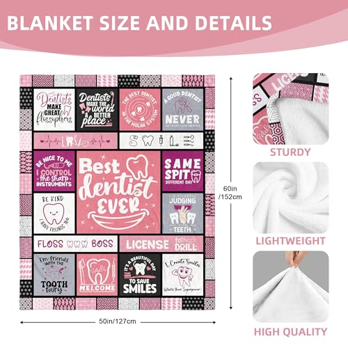 LSEOMIO Dentist Gift, Dentist Blanket, Gifts for Dentist, Dentist Gifts for Women, Dental Gift for Coworkers, Best Dentists Graduation Gift Throw Blanket 60"x50" - Image 5