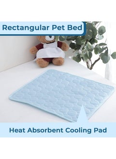 Kuber Industries Rectangular Dog & Cat Bed|Premium Cool Ice Silk With Polyester With Bottom Mesh|Multi-Utility Self-Cooling Pad For Dog & Cat|Light-Weight & Durable Dog Bed|Zqcj001Lb-M|Light Blue  - Image 3