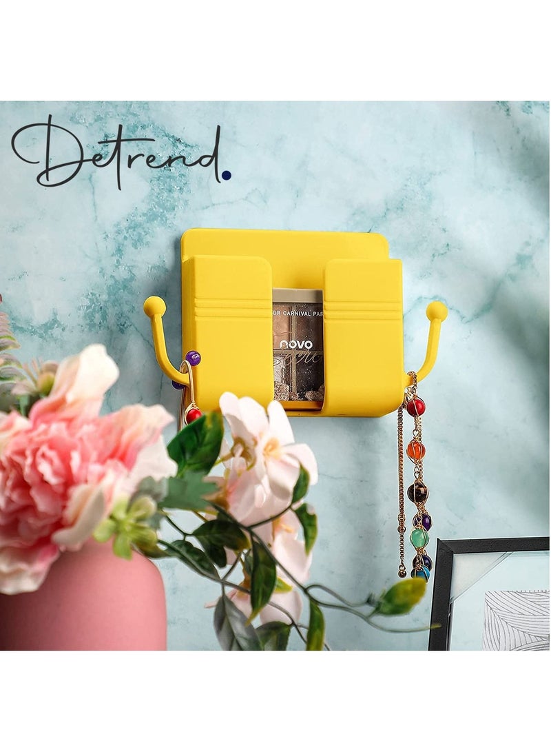 Detrend  Wall Mount Phone Holder Adhesive Remote Control Storage Box Wall Mount Charging Phone Stand Holder Adhesive Non Slip Media Organizer Storage Box for Bedroom Kitchen Bathroom - Image 1