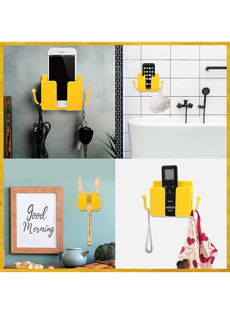 Detrend  Wall Mount Phone Holder Adhesive Remote Control Storage Box Wall Mount Charging Phone Stand Holder Adhesive Non Slip Media Organizer Storage Box for Bedroom Kitchen Bathroom - Image 2
