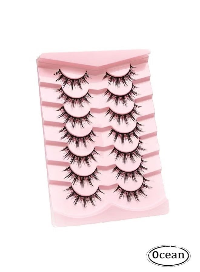 Generic Manga Lashes 7 Pairs Natural Look Fluffy False Eyelashes That Look Like Individual Cluster Lashes Soft Wispy Manhua Eyelashes  - Image 2