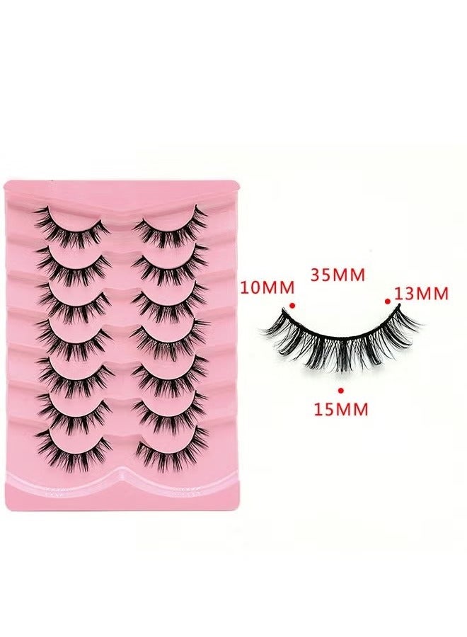 Generic Manga Lashes 7 Pairs Natural Look Fluffy False Eyelashes That Look Like Individual Cluster Lashes Soft Wispy Manhua Eyelashes  - Image 3