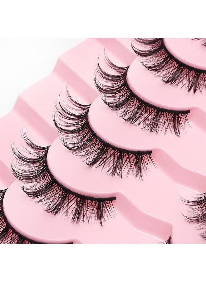 Generic Manga Lashes 7 Pairs Natural Look Fluffy False Eyelashes That Look Like Individual Cluster Lashes Soft Wispy Manhua Eyelashes  - Image 4