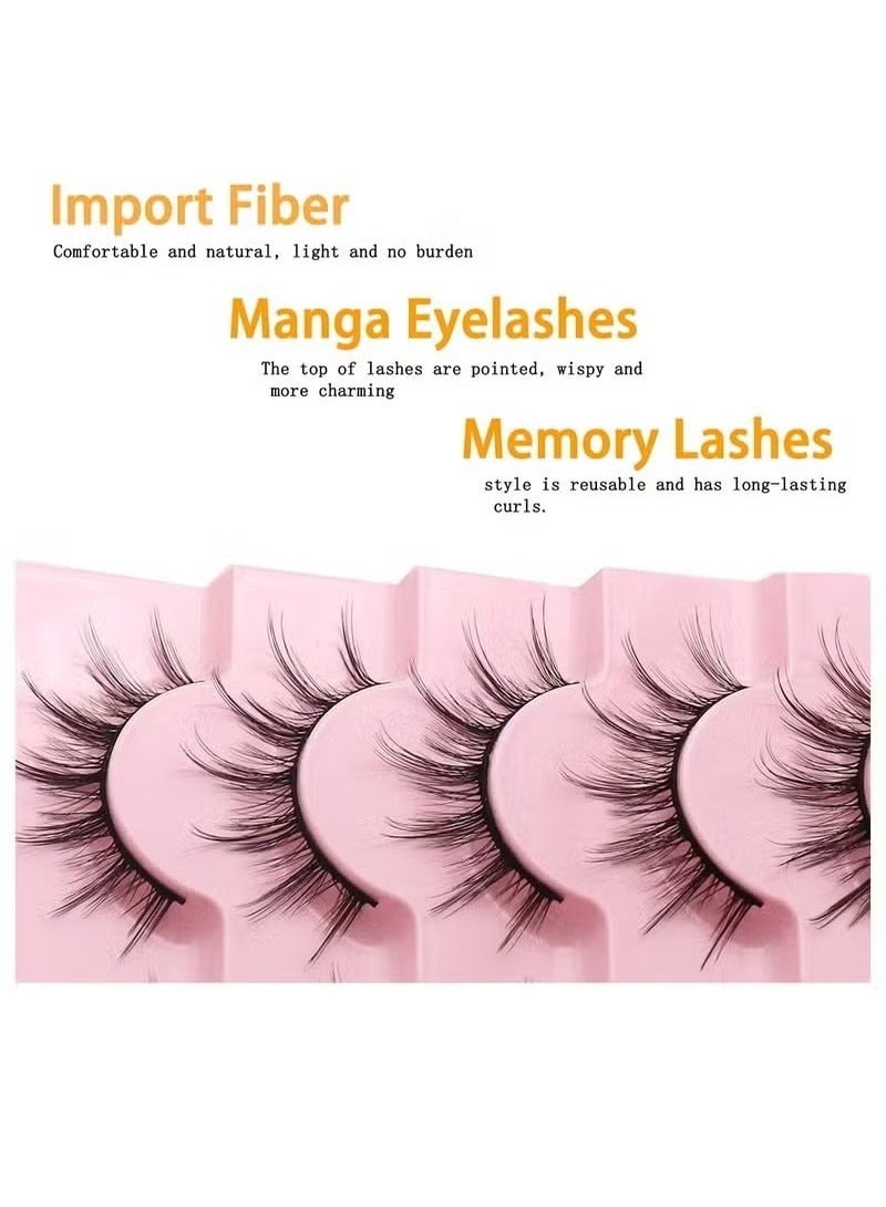 Generic Manga Lashes 7 Pairs Natural Look Fluffy False Eyelashes That Look Like Individual Cluster Lashes Soft Wispy Manhua Eyelashes  - Image 5