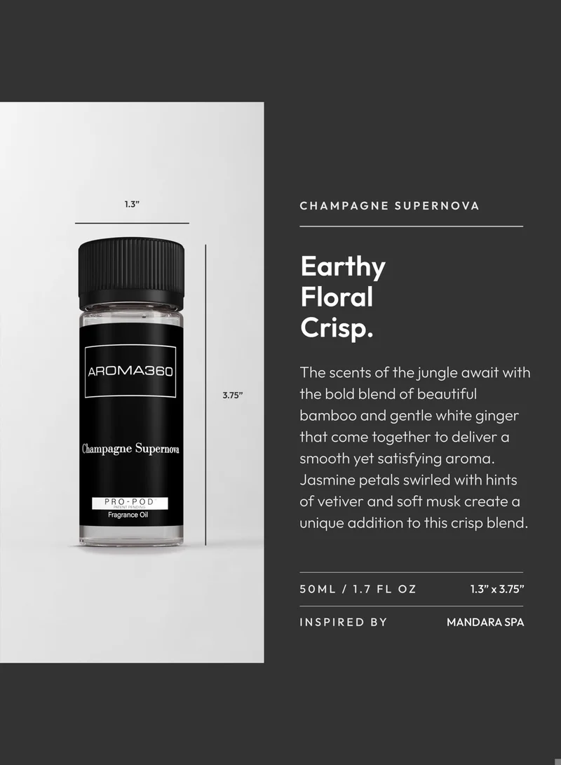 AROMA360 Champagne Supernova Pro-Pod Oil Blend - Hotel Inspired for Luxury Essential Oil Diffusers - Aromatherapy Scent Diffuser Oil - Bamboo, Jasmine, and Ginger