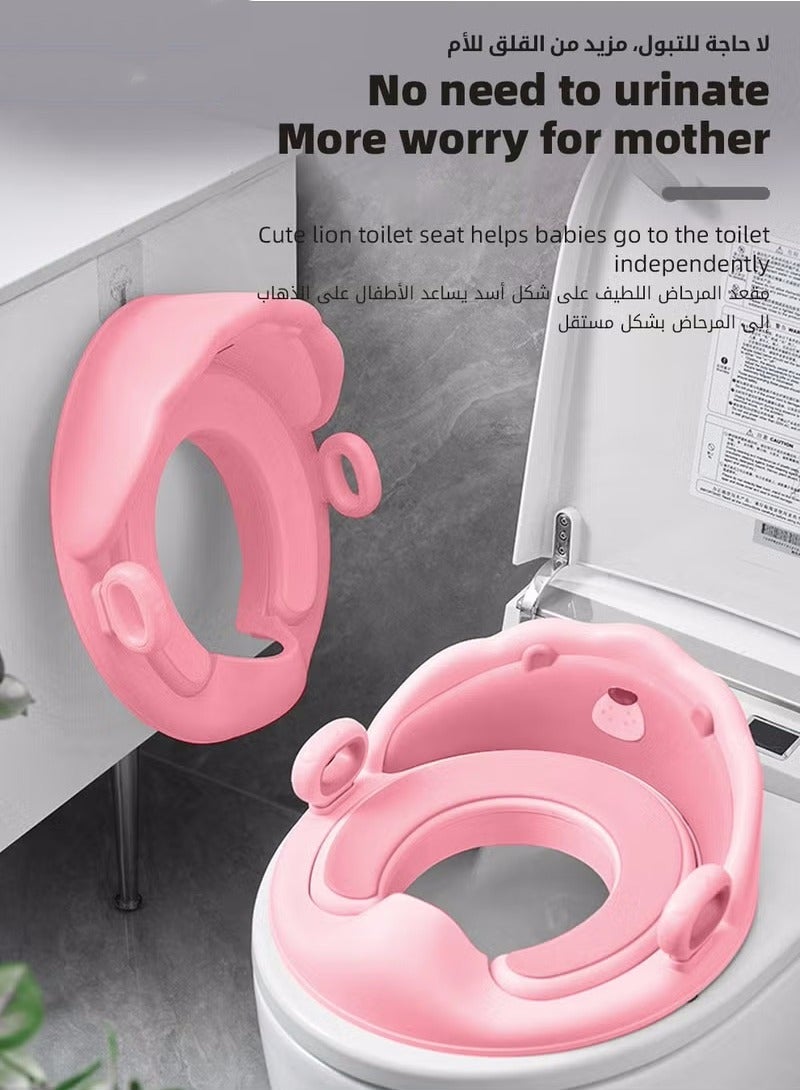DOOKOO Potty Training Seat, Removable Design Toilet Train Seats, Potties Chair for Kids Toddlers Boys Girls, Portable Children Travel Toileting Toilets, with Handles and Backrest, Cartoon Lion Shape - Image 1
