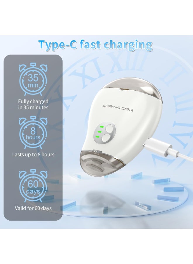 مقلم أظافر كهربائي آلي بثلاث مستويات سرعة وخزان تخزين قصاصات الأظافر، بشاشة رقمية LCD وقابل للشحن عبر USB، مناسب للأطفال والكبار وكبار السن - Image 5