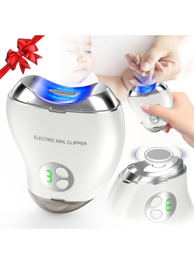 مقلم أظافر كهربائي آلي بثلاث مستويات سرعة وخزان تخزين قصاصات الأظافر، بشاشة رقمية LCD وقابل للشحن عبر USB، مناسب للأطفال والكبار وكبار السن - Image 1