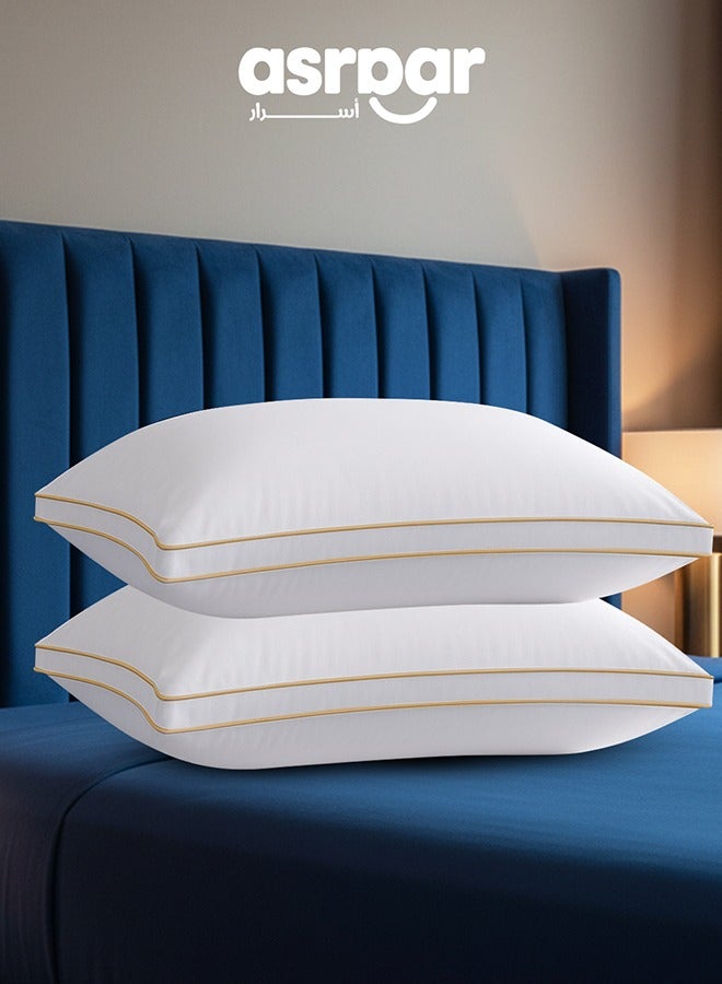 Asraar Premium 20 cm Thick Microfiber Bed Pillow, 1000 Grams Hotel-Quality Cooling Pillow, Standard Size 75 x 50 cm - Ideal for All Sleep Positions, Fluffy Bed Pillows for Bed, Machine Washable Bed Pillow - White 2 Pillow - Image 1