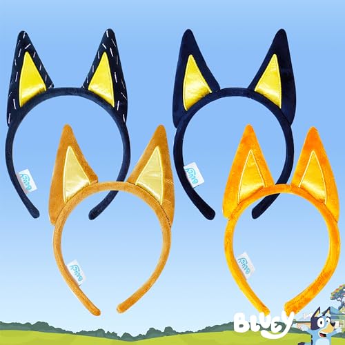 LUV HER Bluey Party Supplies - 4pc Animal Costume Ears Headband, Plush Soft Ears, Elastic Family Headbands for Halloween, Birthday, Play Day - Image 2