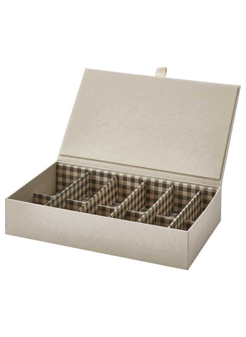 Box With Compartments Natural Colour Beige 30X18X6Cm
