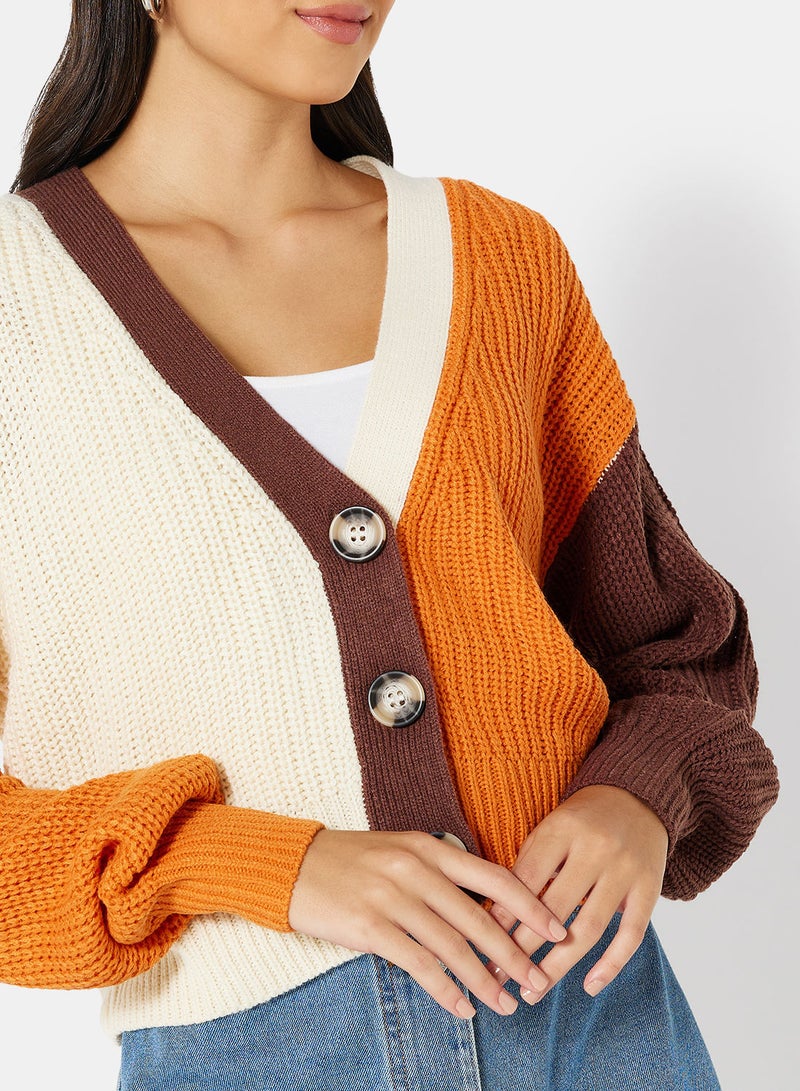 Colourblock Knit Cardigan