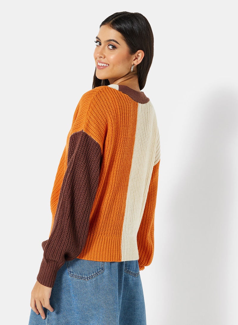 Colourblock Knit Cardigan