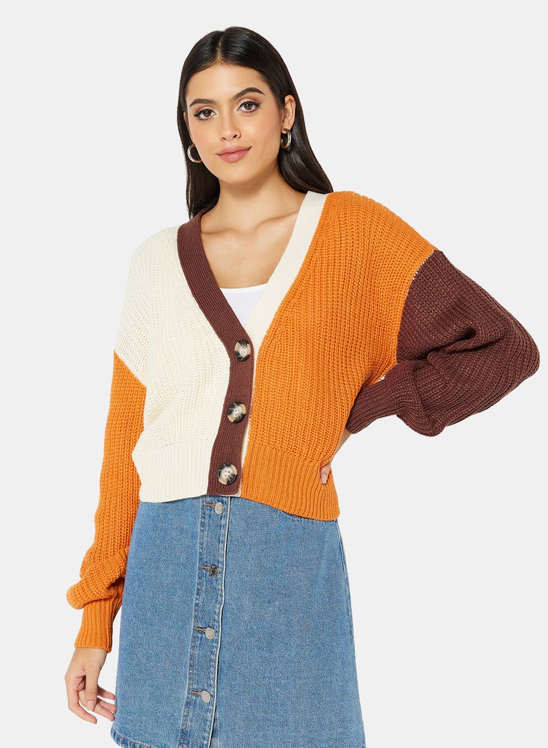 Colourblock Knit Cardigan