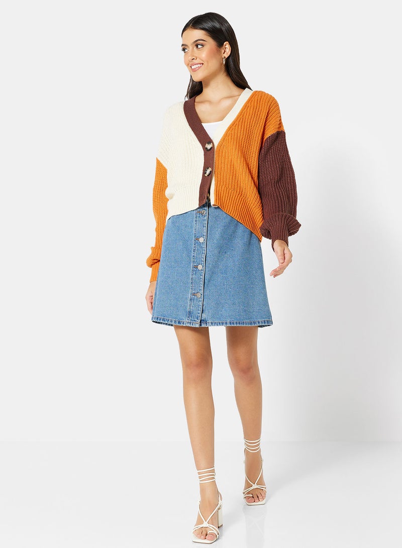 Colourblock Knit Cardigan