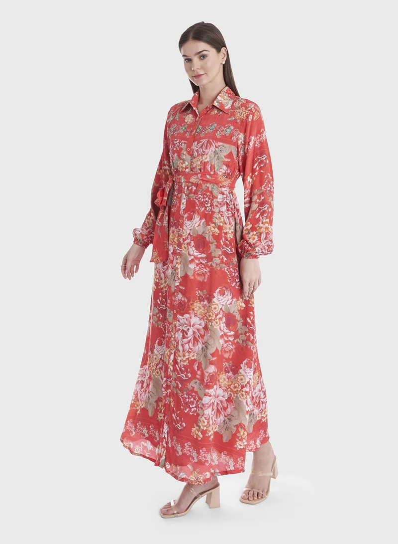 KASHKHA Floral Button-Up Dress