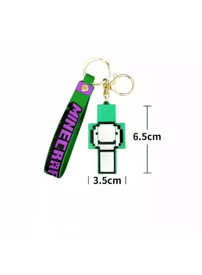 Zombie Cross Soft Rubber Keychain, MC Zombie Pixel Block Pendant, Student Backpack Car Key Charm