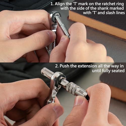 711L 1/4" Magnetic Bit Extension T-Handle L-Handle | 15mm Deep Socket for Double-Ended Bits | Mini Ratchet Wrench Accessory Adapter 7AX1C | 2-Pack - Image 4
