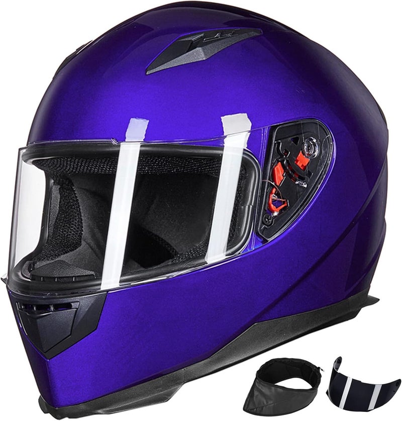 ILM Full Face Motorcycle Helmet with Removable Neck Scarf and 2 Visors - DOT Model JK313 - Image 1