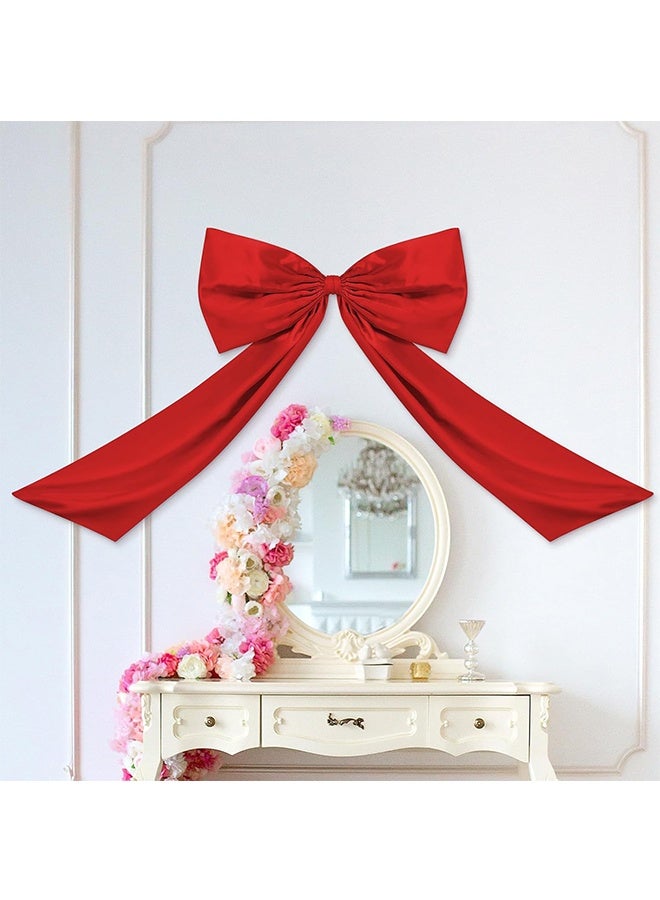 Wavwavw Red Large Bow Decor Big Bow Coquette Birthday Decoration for Room Giant Satin Ribbon Tie for Party Backdrop Wedding Bridal Shower Valentine's Day Wall Hanging Decor (24 x 36 Inches) - Image 4