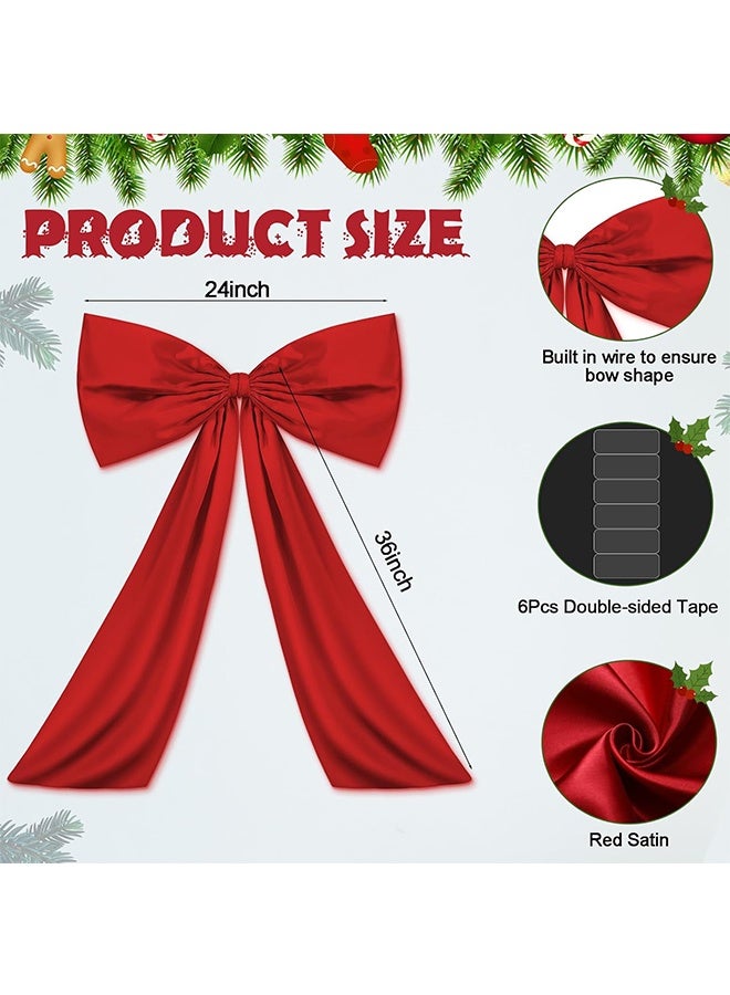 Wavwavw Red Large Bow Decor Big Bow Coquette Birthday Decoration for Room Giant Satin Ribbon Tie for Party Backdrop Wedding Bridal Shower Valentine's Day Wall Hanging Decor (24 x 36 Inches) - Image 2