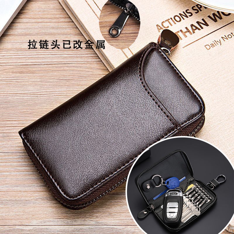 Large Capacity Business Key Bag Multi-Function Key Holder Waist Hanging Car Key Card Bag Lock Key Bag Big Key Ring Non-button Coffee -504 