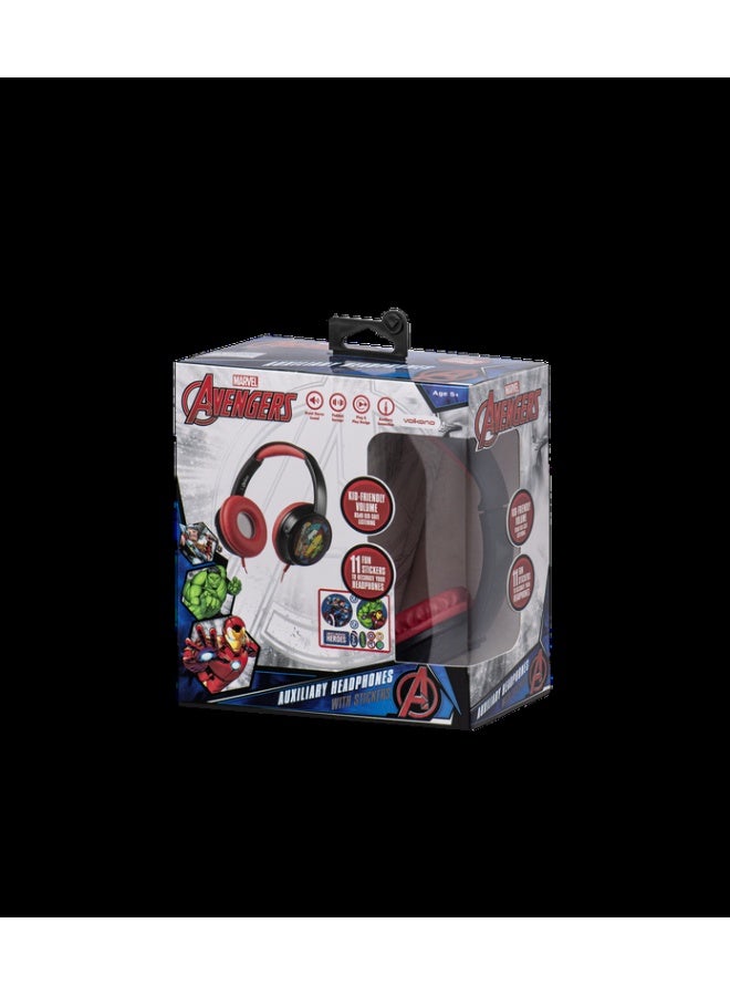 SMD Avengers Auxiliary Headphones with Stickers | Wired kids headphones with aux connectivity, comfortable ear cushions, adjustable headband, and fun sticker pack for personalization and everyday listening use - Image 4
