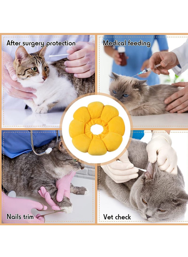 Excefore - Cat Recovery Collar, Soft Recovery Collar for Cats After Surgery, Adjustable Cat Collar Recovery Collar Cone, Suitable for Pet Medical for Rehabilitation, Wound Healing, Sun Flower - Image 1
