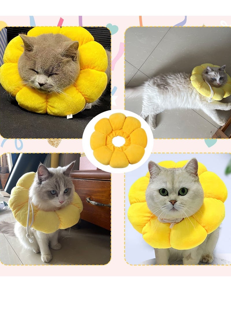Excefore - Cat Recovery Collar, Soft Recovery Collar for Cats After Surgery, Adjustable Cat Collar Recovery Collar Cone, Suitable for Pet Medical for Rehabilitation, Wound Healing, Sun Flower - Image 1