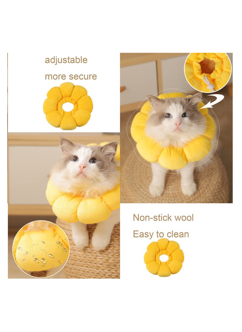 Excefore - Cat Recovery Collar, Soft Recovery Collar for Cats After Surgery, Adjustable Cat Collar Recovery Collar Cone, Suitable for Pet Medical for Rehabilitation, Wound Healing, Sun Flower - Image 1