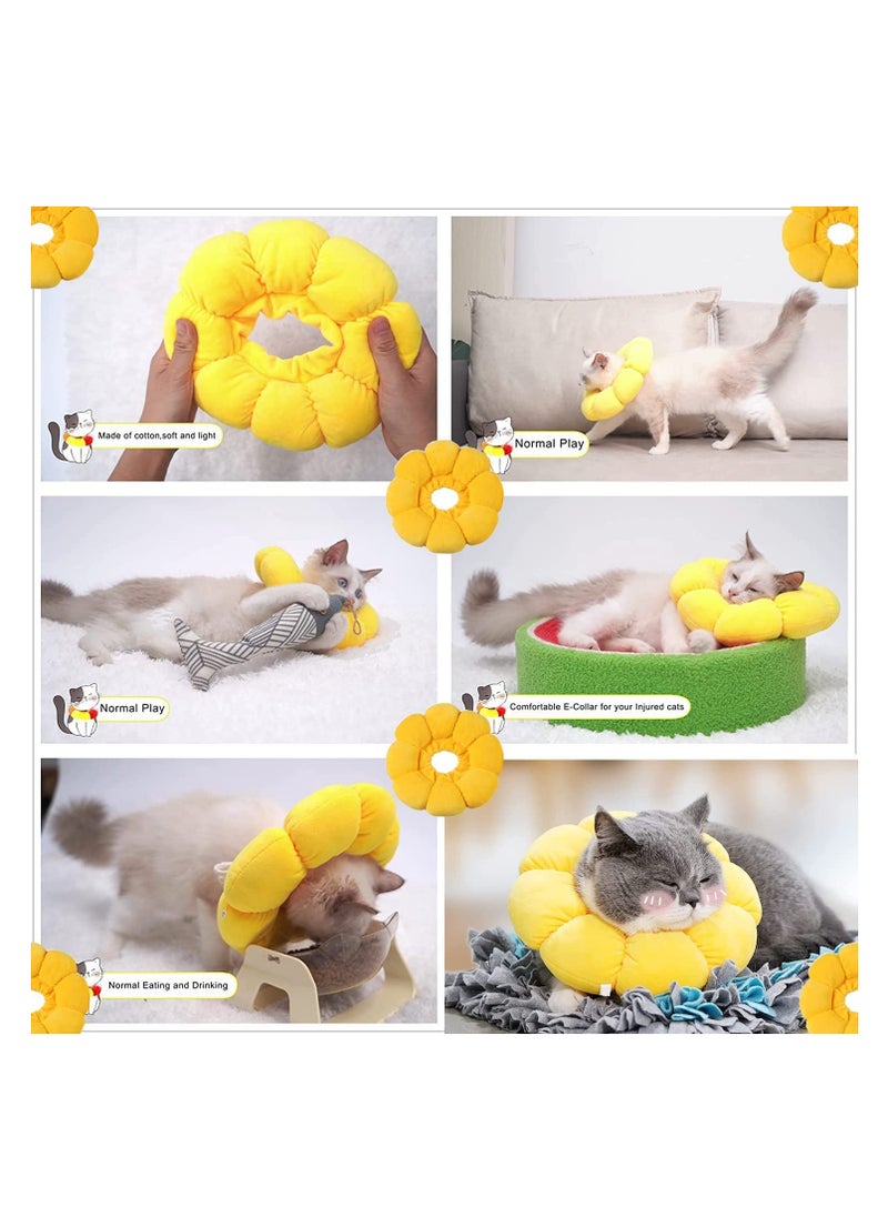 Excefore - Cat Recovery Collar, Soft Recovery Collar for Cats After Surgery, Adjustable Cat Collar Recovery Collar Cone, Suitable for Pet Medical for Rehabilitation, Wound Healing, Sun Flower - Image 1