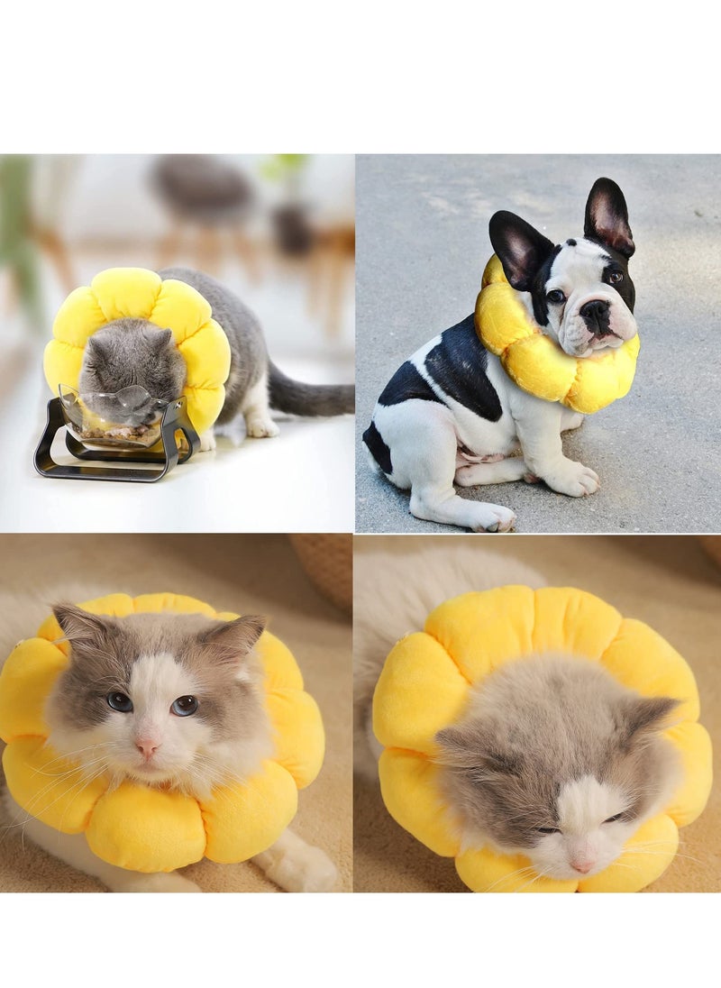 Excefore - Cat Recovery Collar, Soft Recovery Collar for Cats After Surgery, Adjustable Cat Collar Recovery Collar Cone, Suitable for Pet Medical for Rehabilitation, Wound Healing, Sun Flower - Image 1