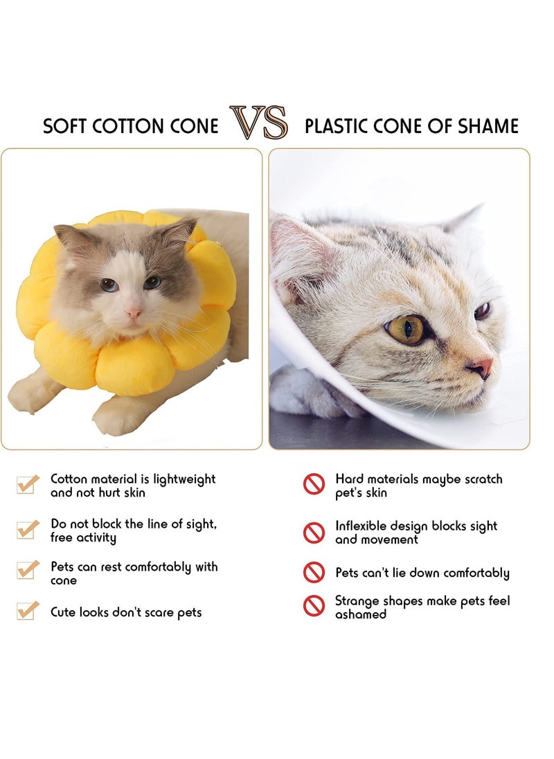 Excefore - Cat Recovery Collar, Soft Recovery Collar for Cats After Surgery, Adjustable Cat Collar Recovery Collar Cone, Suitable for Pet Medical for Rehabilitation, Wound Healing, Sun Flower - Image 1