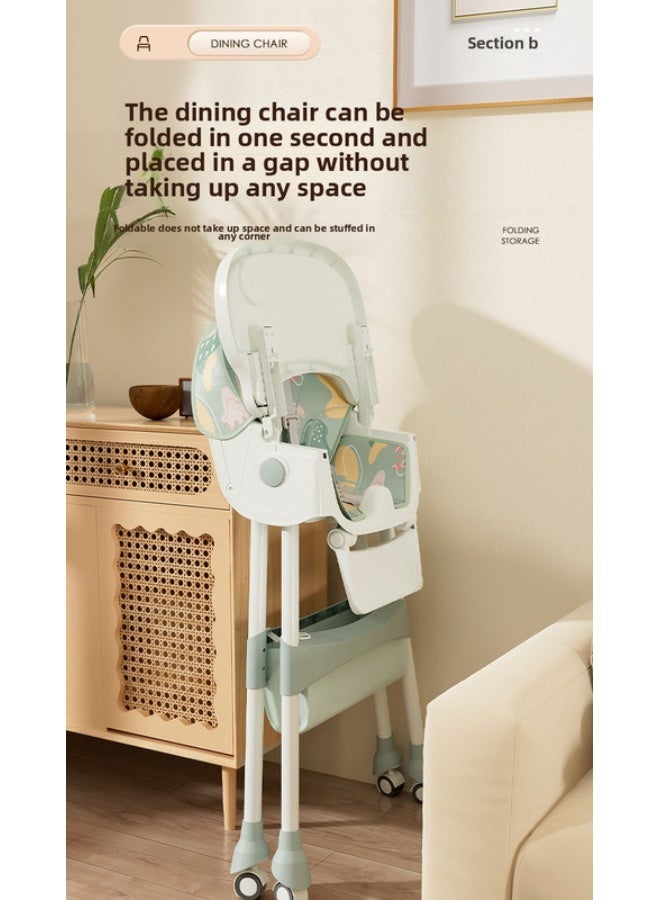 Baby Dining Chair Multifunctional Children'S Metal Foldable Baby Growth Portable High Chair Rocking Chair Dining Chair - Pink - Image 4