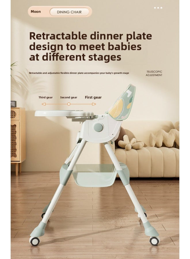 Baby Dining Chair Multifunctional Children'S Metal Foldable Baby Growth Portable High Chair Rocking Chair Dining Chair - Pink - Image 2