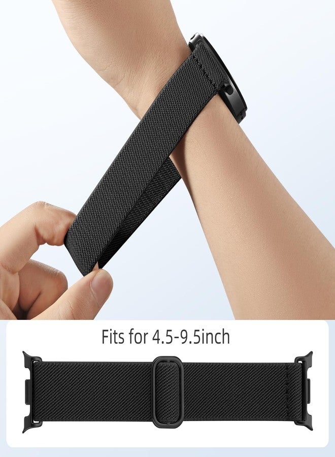 DAQIN أشرطة داكين المرنة متوافقة مع ساعة سامسونج جالاكسي 8 بحجم 44 مم و40 مم، شريط ساعة سامسونج جالاكسي 8 كلاسيك بحجم 46 مم للرجال، حزام رياضي ناعم من قماش النايلون المرن بدون فجوة لساعة سامسونج 8، أسود - Image 3