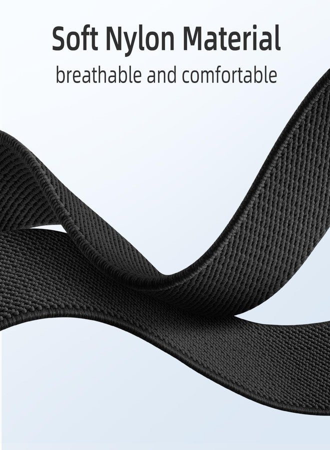 DAQIN أشرطة داكين المرنة متوافقة مع ساعة سامسونج جالاكسي 8 بحجم 44 مم و40 مم، شريط ساعة سامسونج جالاكسي 8 كلاسيك بحجم 46 مم للرجال، حزام رياضي ناعم من قماش النايلون المرن بدون فجوة لساعة سامسونج 8، أسود - Image 2