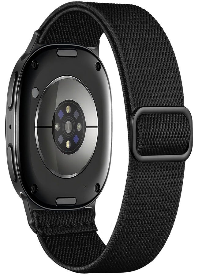 DAQIN أشرطة داكين المرنة متوافقة مع ساعة سامسونج جالاكسي 8 بحجم 44 مم و40 مم، شريط ساعة سامسونج جالاكسي 8 كلاسيك بحجم 46 مم للرجال، حزام رياضي ناعم من قماش النايلون المرن بدون فجوة لساعة سامسونج 8، أسود - Image 1